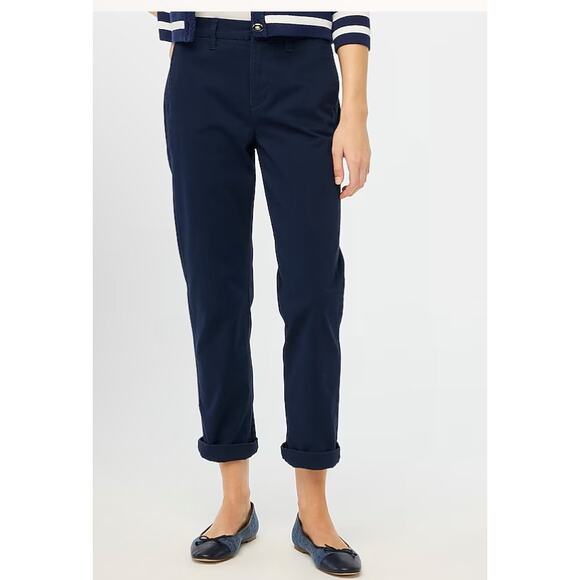 J. Crew Factory Women's Petite High Rise Girlfriend Chino Pants Navy 12 P New - Picture 1 of 10